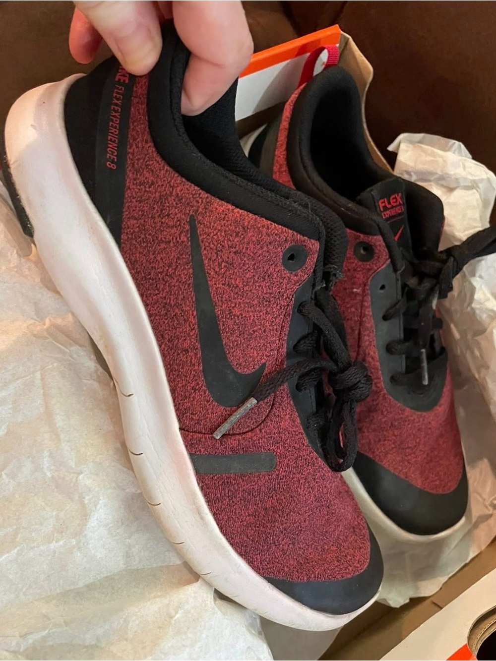 Nike kids Red and Black Flex Experience 8 Athletic Shoes